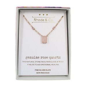 Rhode & Co. Genuine Rose Quartz Stone Necklace in Gift Box #642854RHC